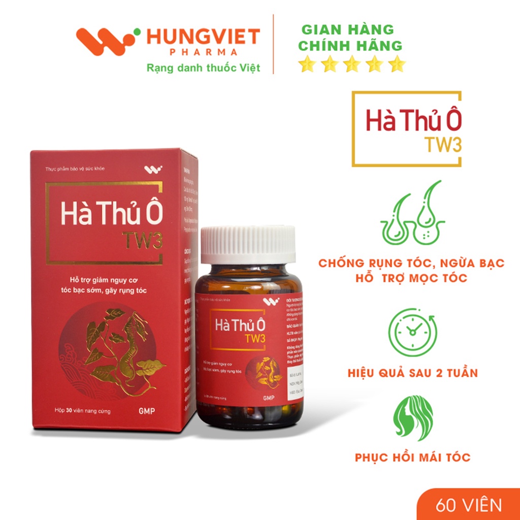 Viên uống HÀ THỦ Ô TW3 - Hỗ trợ giảm nguy cơ tóc bạc sớm