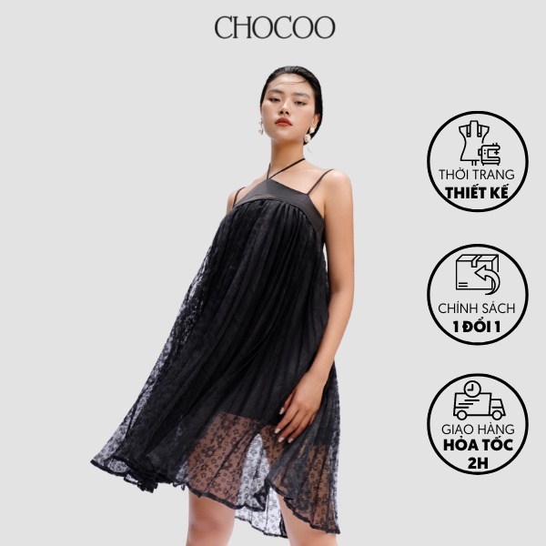 Đầm babydoll CHOCOO Angelo Dress thiết kế xòe cổ yếm chất liệu voan tơ cao cấp