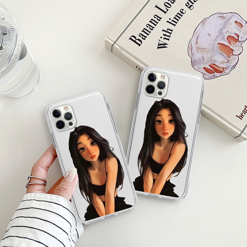 Ốp lưng iphone cạnh vuông nhân vật nữ thu hút độc đáo cho 6/6splus/7/7plus/8/8plus/x/xr/xs/11/12/13/14/pro/max/plus/