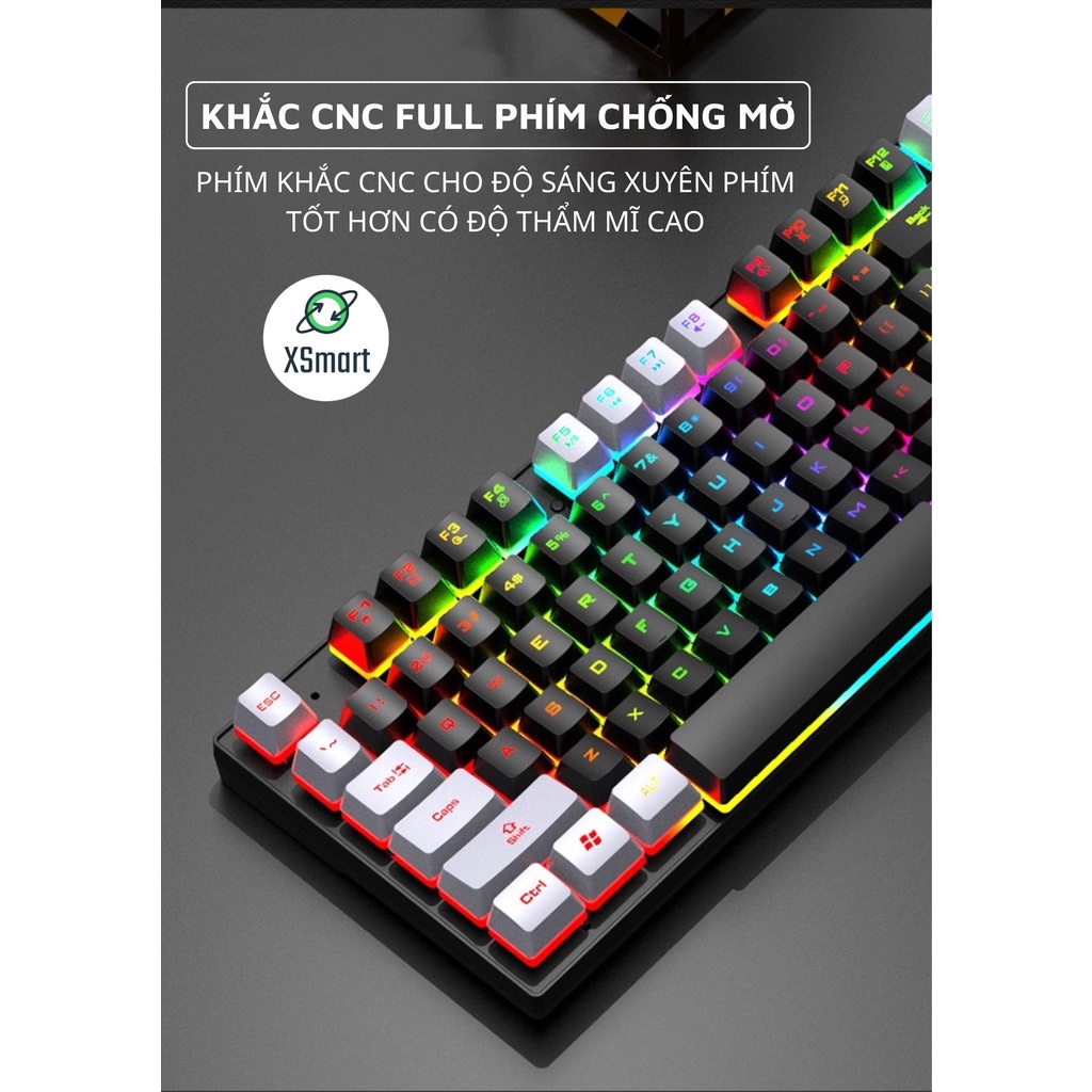 Combo Bàn Phím Chuột Gaming LED Cầu Vồng Giả Cơ Cao Cấp Hỗ Trợ Chơi Game LMHT / Đột Kích K4 + T66 Tia Sét | BigBuy360 - bigbuy360.vn