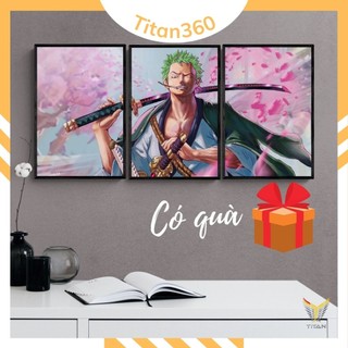 Combo 3 tranh Anime treo tường, tranh decor chủ đề One Piece chất liệu Canvas decor quán xá, gaming, trang trí phòng