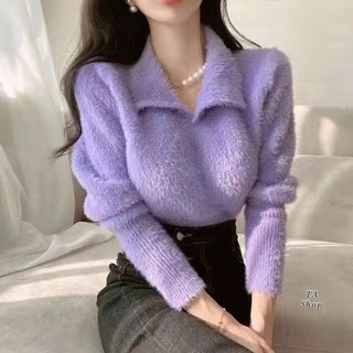 Áo len lông cổ bẻ hàng QC