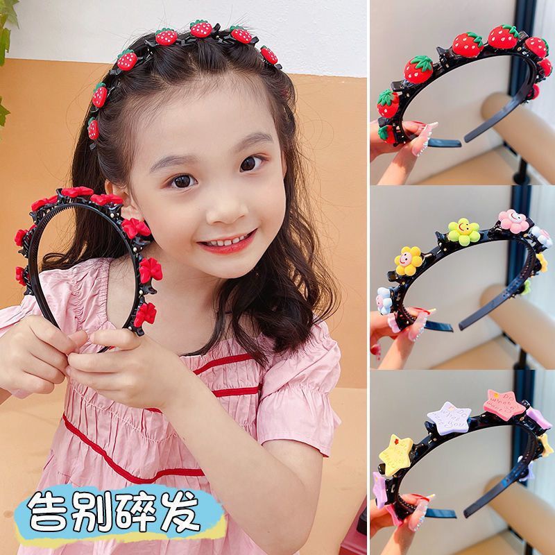 Băng Đô Bện Dây Họa Tiết Hoạt Hình Phong Cách Hàn Quốc Ngọt Ngào Cho Bé Gái