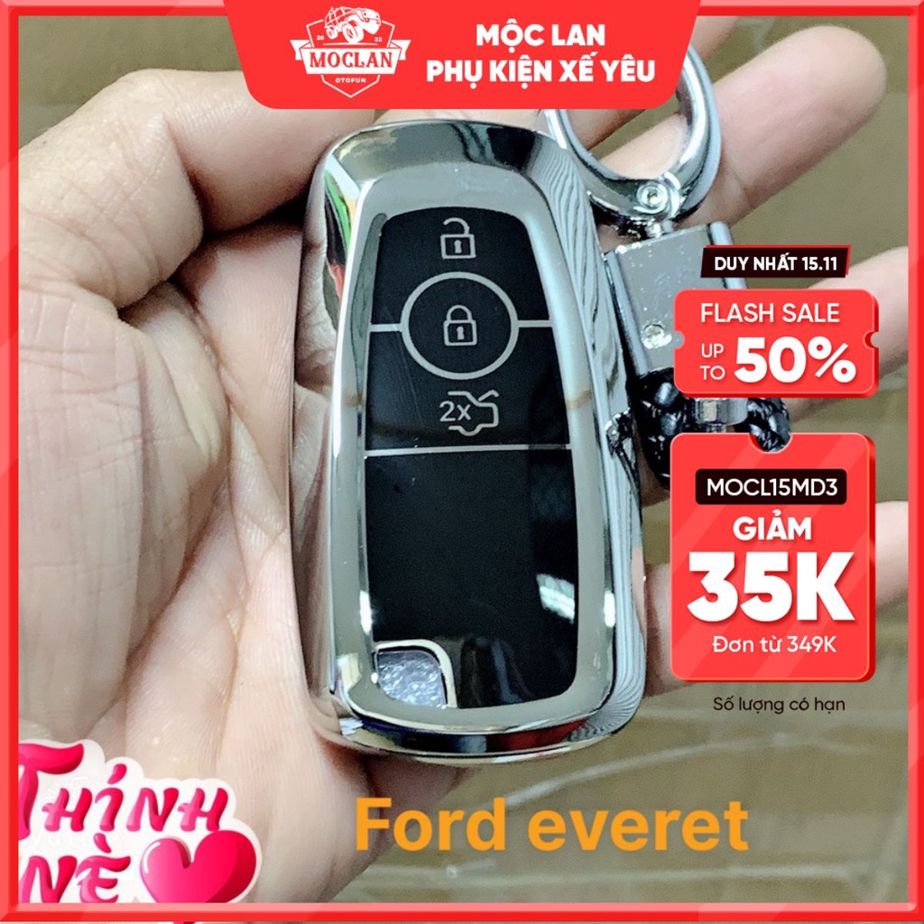 Ốp chìa khóa mạ crom xe Ford everest - tặng quà móc khóa thất lạc