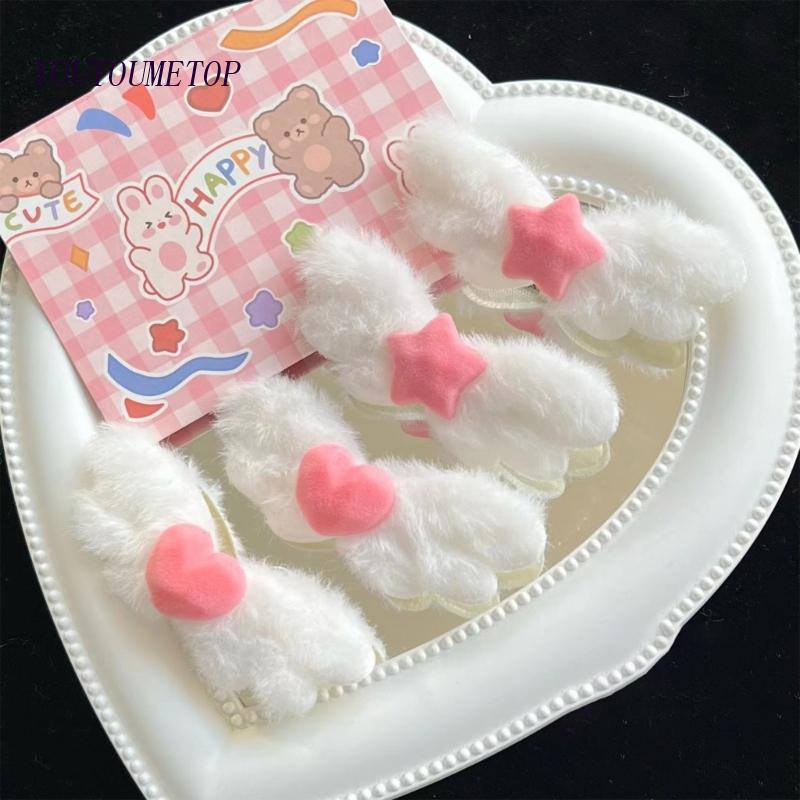 Kẹp Tóc Hình Đôi Cánh Bằng Lông Nhung Chống Trượt Dành Cho Nữ