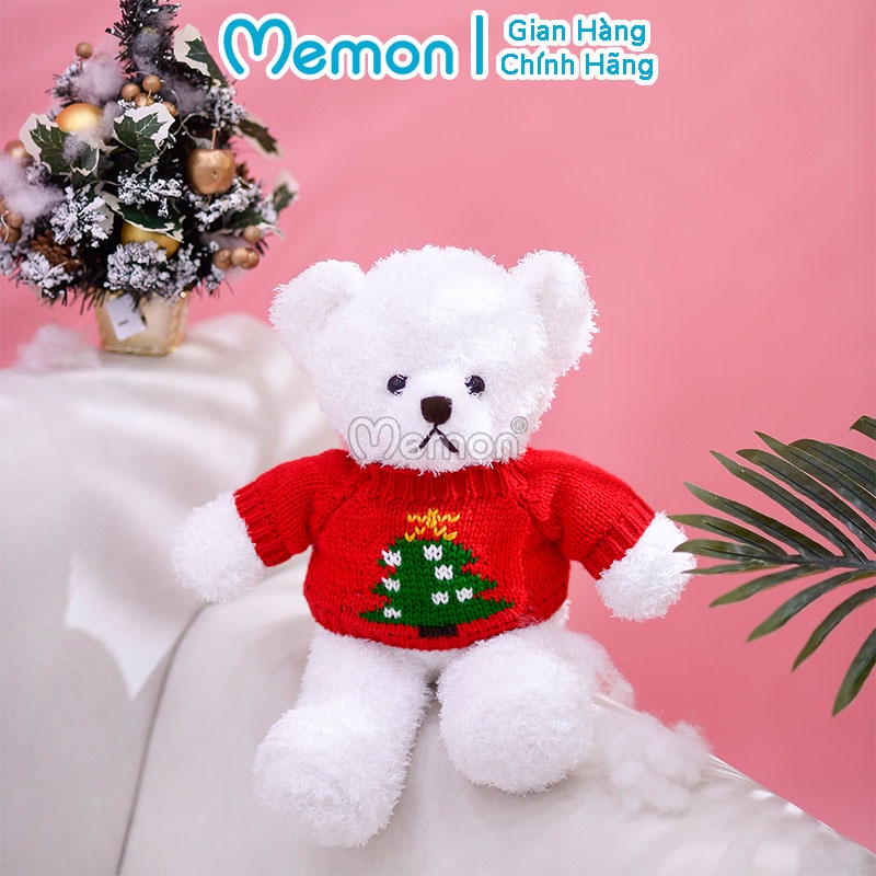 Gấu Bông Teddy Head Tales Trắng Áo Đỏ Giáng Sinh Noel Cao Cấp Memon