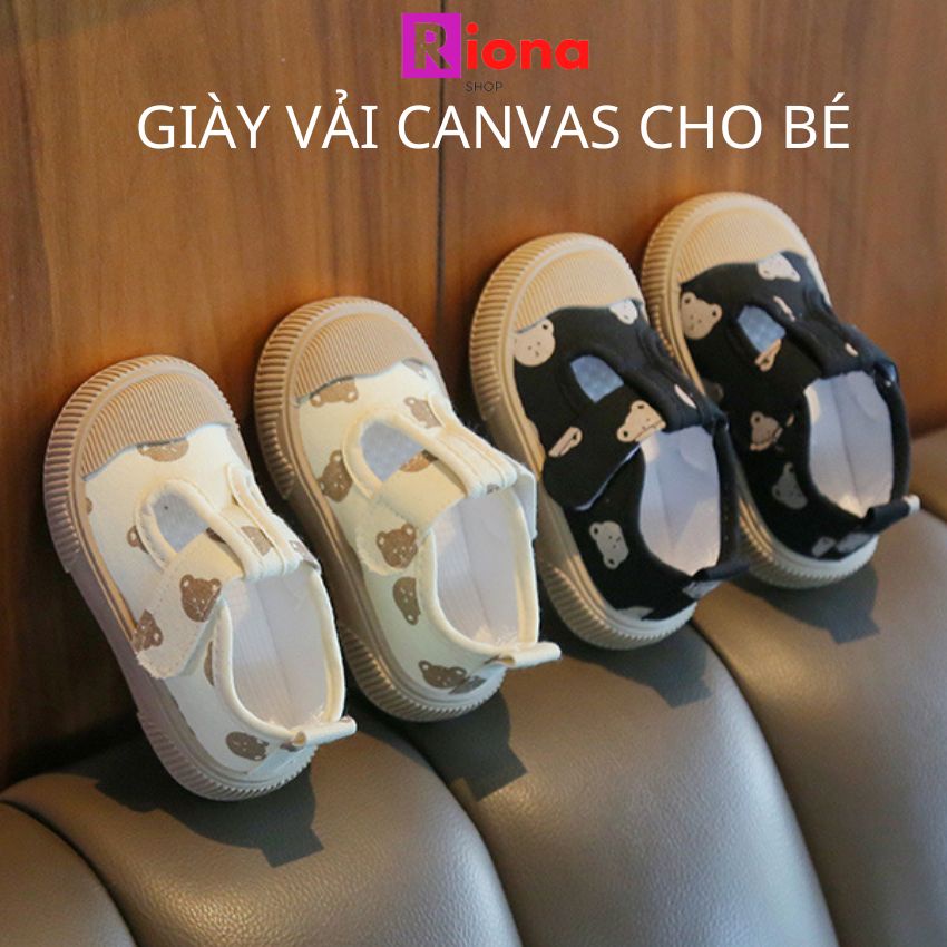Giày vải cho bé tập đi canvas quai dán giầy lười bé trai bé gái 1, 3 tuổi Quảng Châu thể thao Rionashop