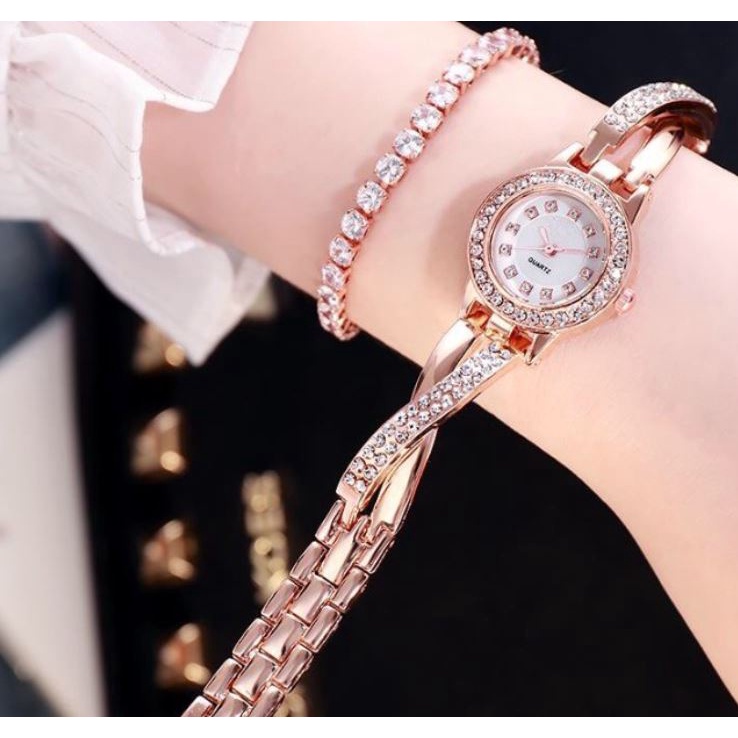 Đồng hồ thời trang Nữ DZG07 dây chéo đính đá Laxy Watch