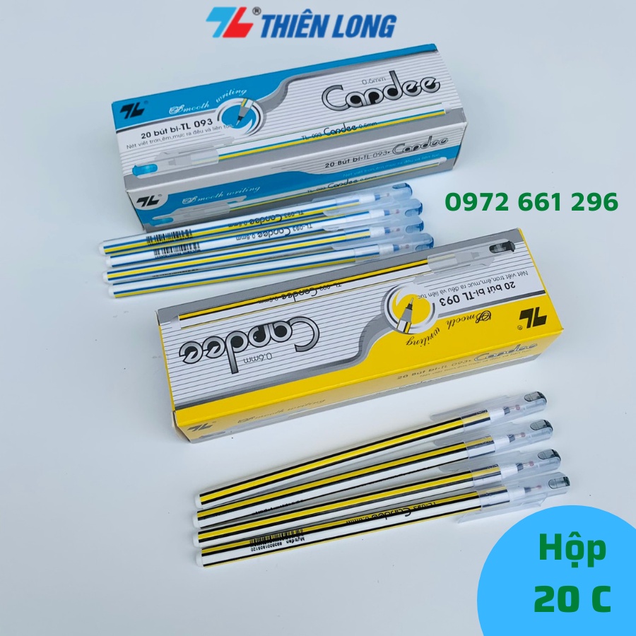 Hộp 20 Chiếc Bút Bi Nến Candee Thiên Long TL 093 Mực Xanh Đen