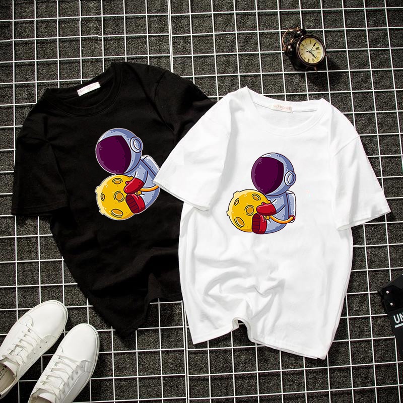 Áo thun tay lỡ form rộng phi hành gia và sao hỏa unisex nam nữ dày mịn 2022T3527