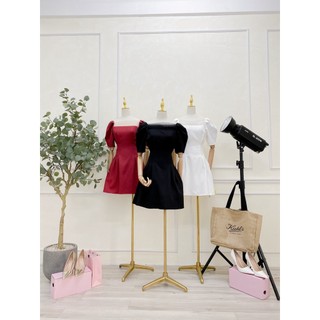 Đầm cổ vuông phối lưới tầng, Céci Store