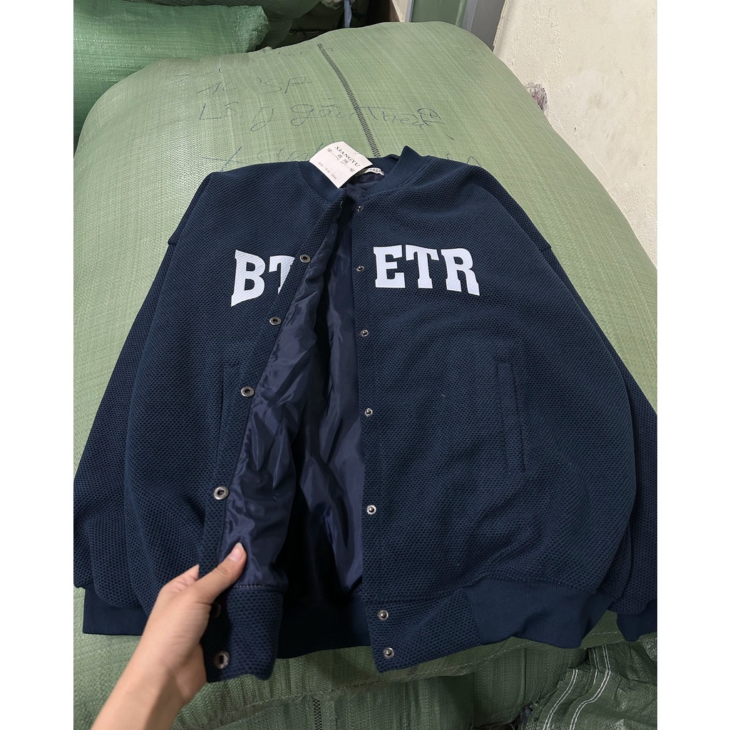 Áo khoác Bomber 2 lớp cúc bấm chữ in Hàng dày nặng 1kg - SC06