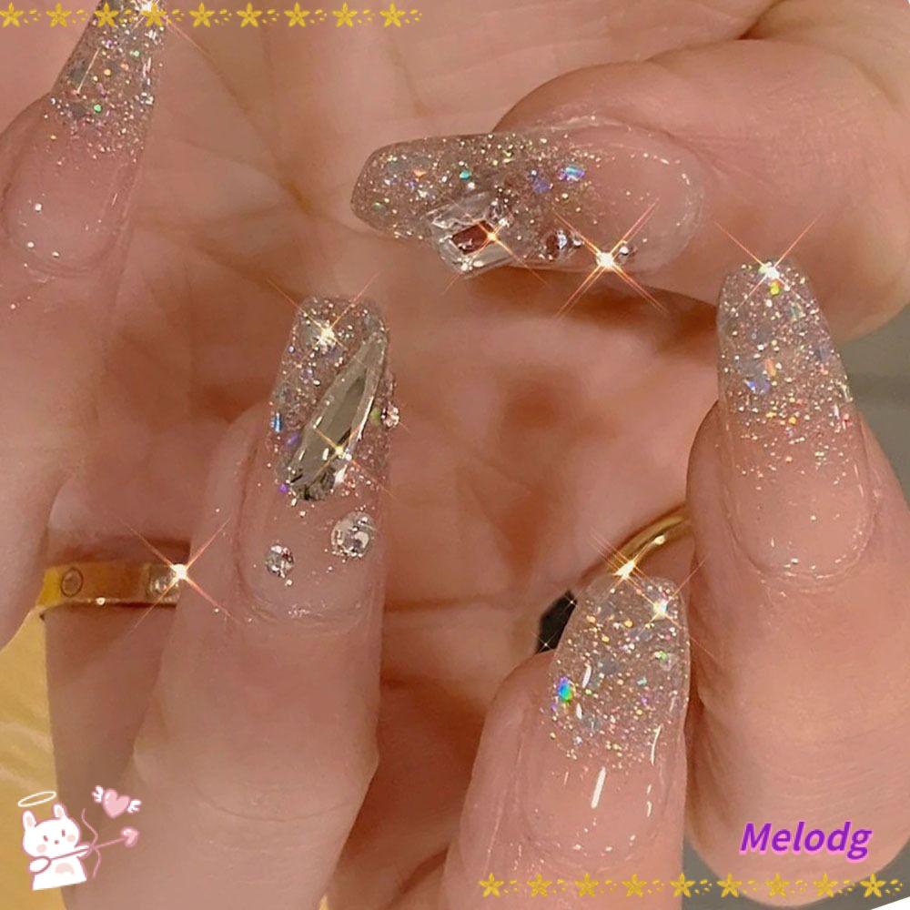 Bộ 24 Móng Tay Giả Lấp Lánh Xinh Xắn|Pháp Phủ Toàn Bộ