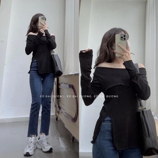 áo trễ vai len gân 0066