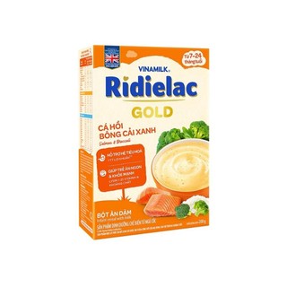 Bột ăn dặm RIDIELAC GOLD Cá hồi bông cải xanh - Hộp giấy 200g