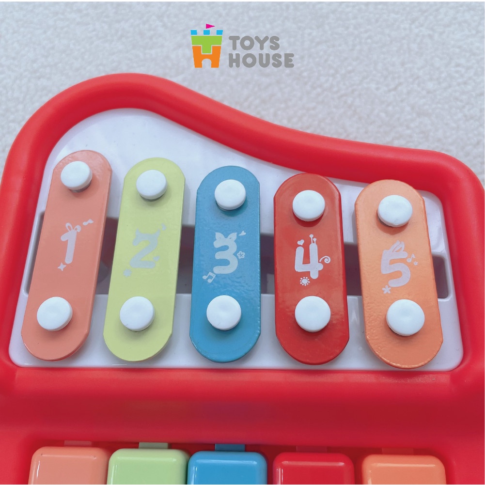 Đồ chơi đàn piano kết hợp gõ Xylophone 5 phím kèm 6 bản nhạc cho bé 9 tháng trở lên Toyshouse