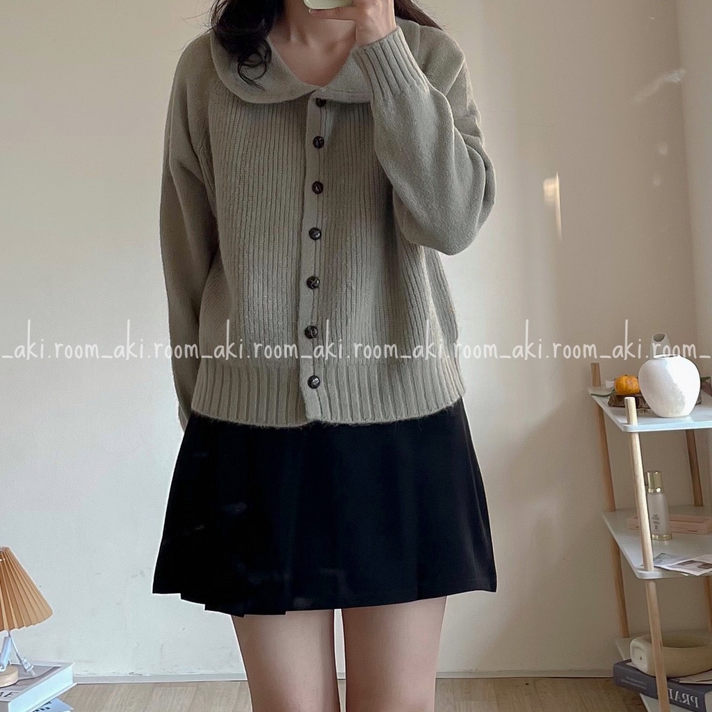 Chân váy ngắn xòe xếp ly lệch phải (có lớp lót quần trong) 9901 (đen)