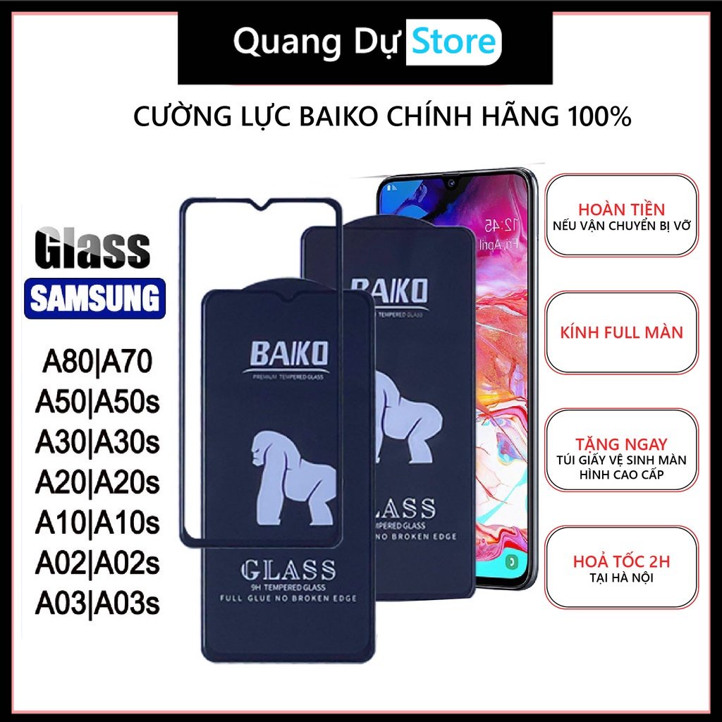 Kính cường lực Baiko CHÍNH HÃNG cho Samsung A04s A03s A03 A02s A80 A70 A50 A50s A30 A20s A10s - Quang Dự Store