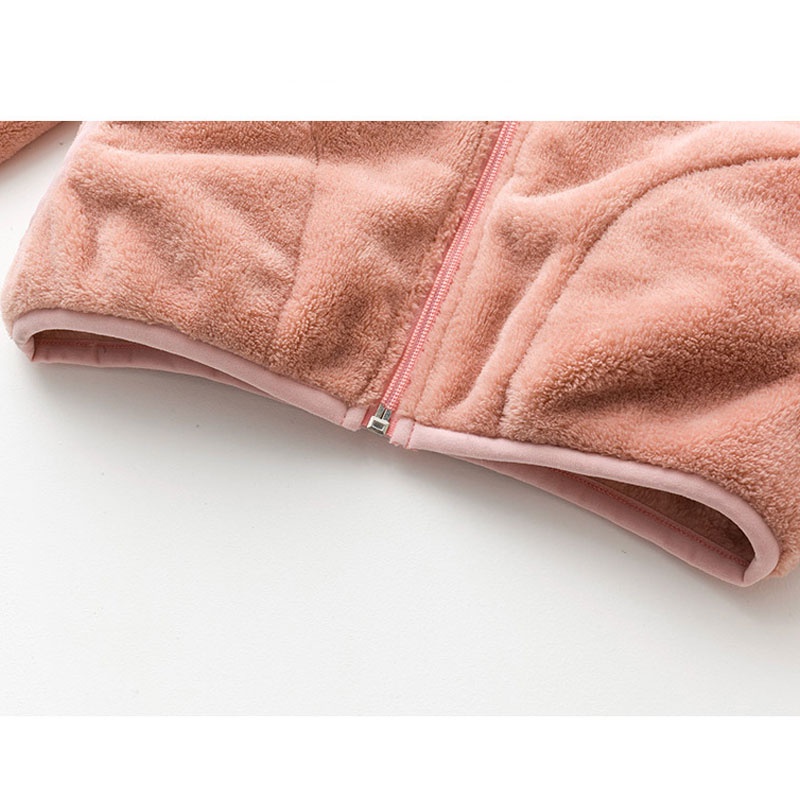 BABEPROUD Áo khoác vải len san hô màu sắc trơn xinh xắn thời trang dành cho bé 2-8 tuổi