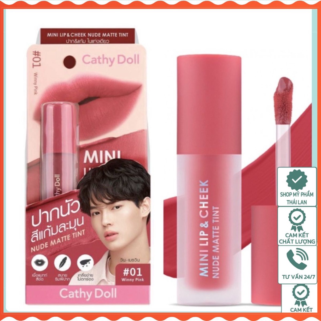 CATHY DOLL MAKEUP MINI LIP&CHEEK NUDE MATTE TINT Son kem và má hồng Cathy Doll Thái lan - HoaiAn Shop