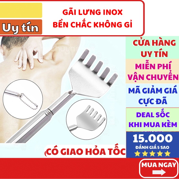 Sỉ cây gãi lưng Inox ✅ FREESHIP 🚛 Có video thật 🎥 Sỉ cây gãi lưng Inox kéo dài nhỏ gọn ✓Hàng mẫu 2 - Phát Huy Hoàng