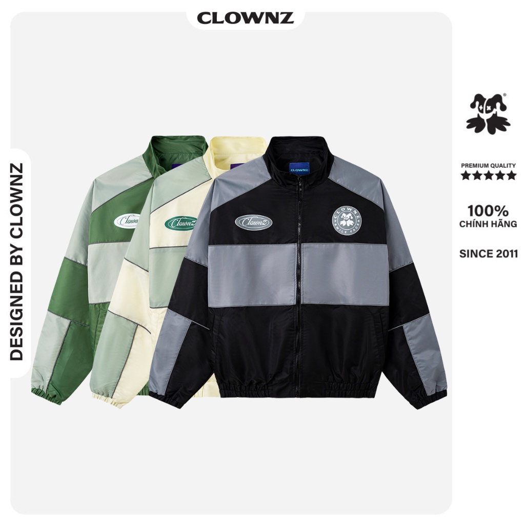 Áo khoác gió coach form boxy local brand Clownz Track Jacket 2 lớp, nam nữ unisex, form rộng