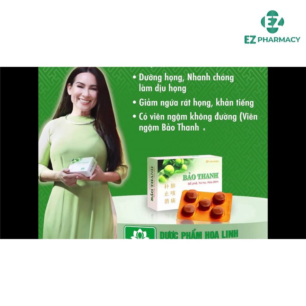 Viên ngậm ho Bảo thanh  - giúp Hỗ trợ giảm ho, rát họng hiệu quả Vỉ 6 viên - EZ Pharmacy