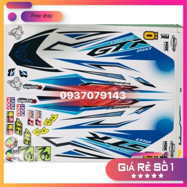 FREE SHIP + QUÀ TẶNG Tem rời winner trắng xanh GTR
