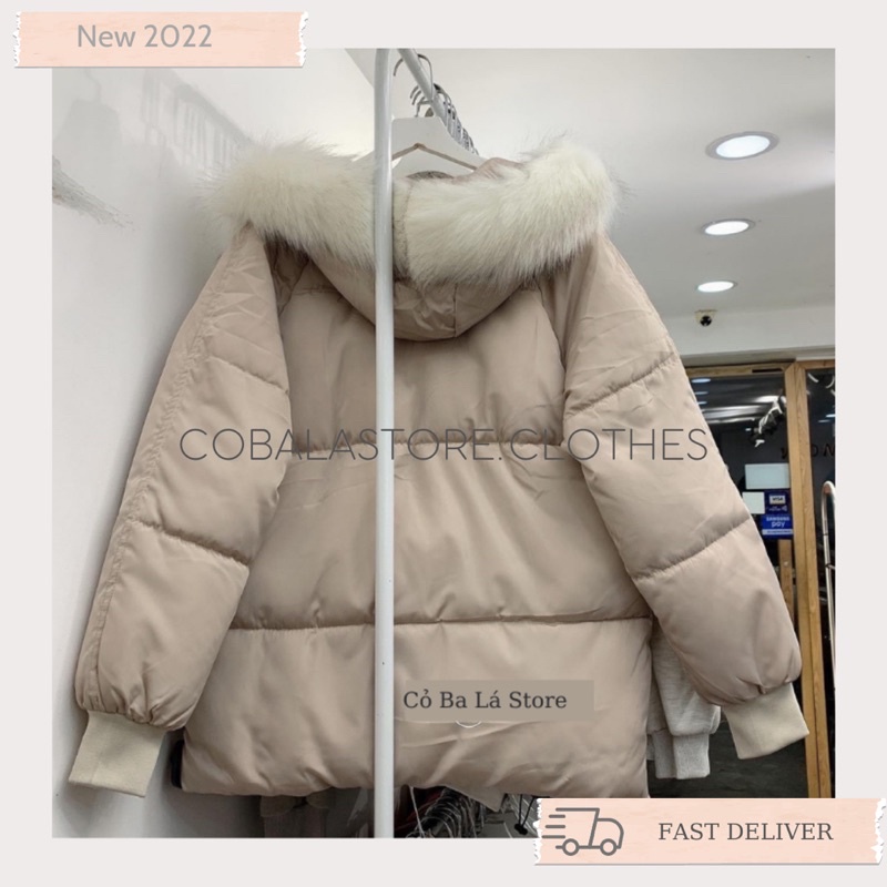 Áo Khoác Phao Nữ Dáng Lửng Mũ Lông hàng Quảng Châu hot trend 2021