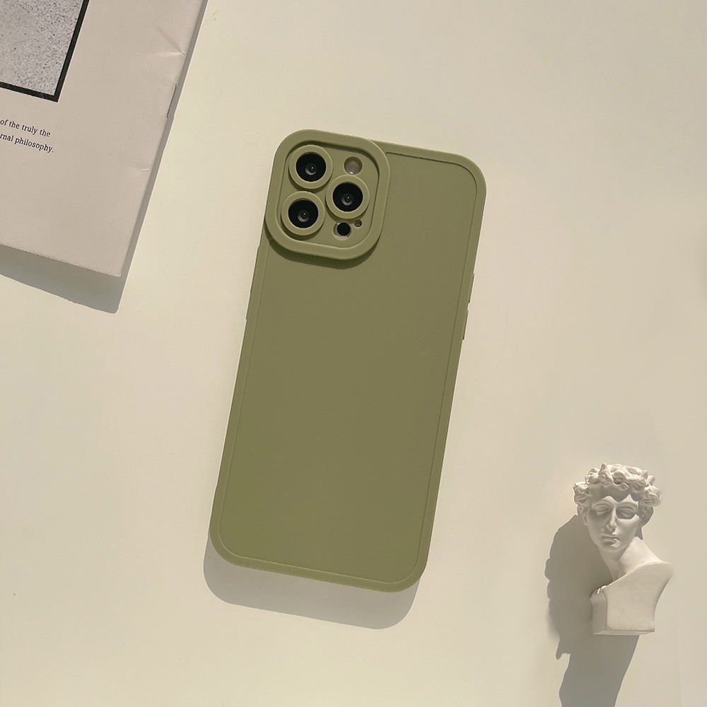 Ốp Điện Thoại Silicon Màu Xanh Lá Chống Rơi Cho ốp lưng iphone 11 12 13 14 Pro Max 7 8 Plus Xs Max Xr