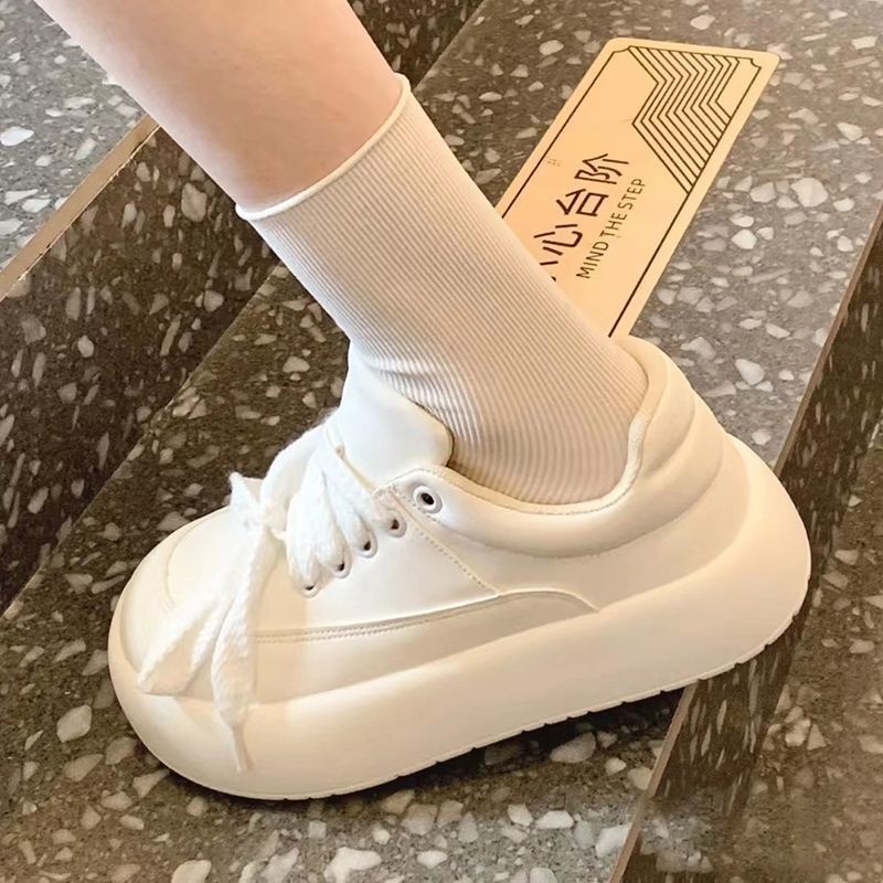 Giày thể thao nữ Giày trắng giày bánh mì nữ instagram dễ phối mùa thu 2022 mẫu mới