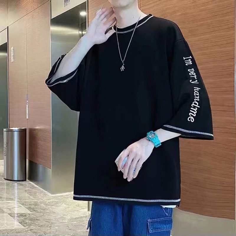 Áo Thun Tay Ngắn Cổ Tròn Dáng Rộng Thời Trang Mùa Hè Cho Nam