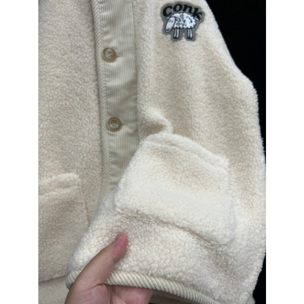 🎀áo lông Cừu áo khoác len nữ Áo Khoác Lông Cừu Thêu Họa Tiết Dễ Thương Phong Cách Retro Nhật Bản