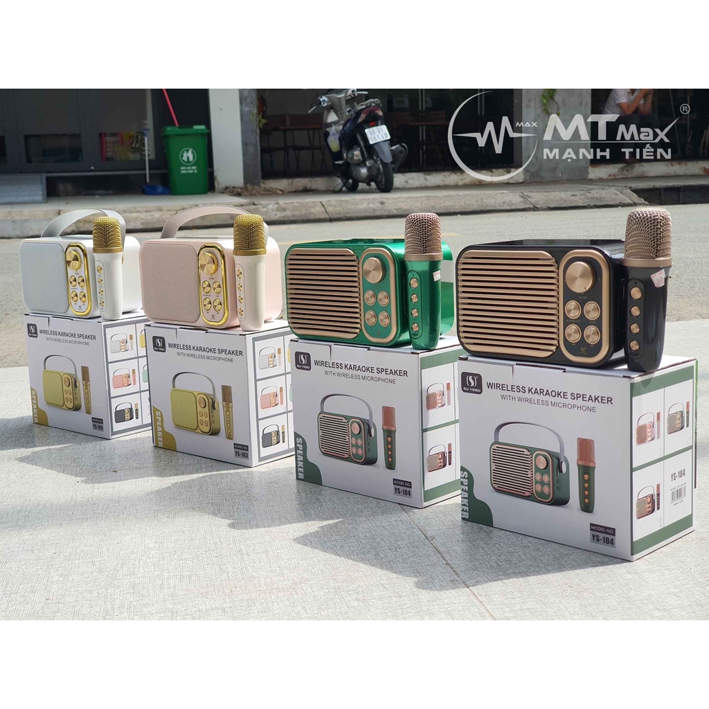 Loa bluetooth karaoke mini YS 103 104 Kèm 1 Mic thiết kế nhỏ gọn âm thanh hay trầm ấm pin trâu tiện lợi đủ kết nối