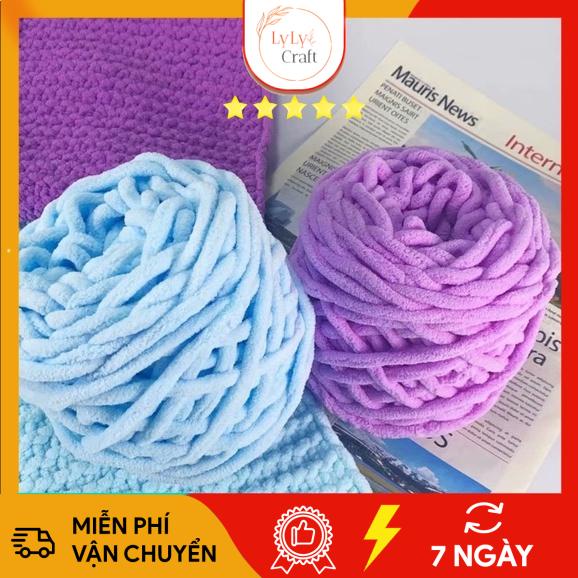 Len Nhung Đũa Gồm 59 Màu Cuộn 100gr Sợi 6mm, Len Bông Sữa Móc Túi Xách Gấu Dâu, Thú Len Dành Cho Người Mới Học Móc Len