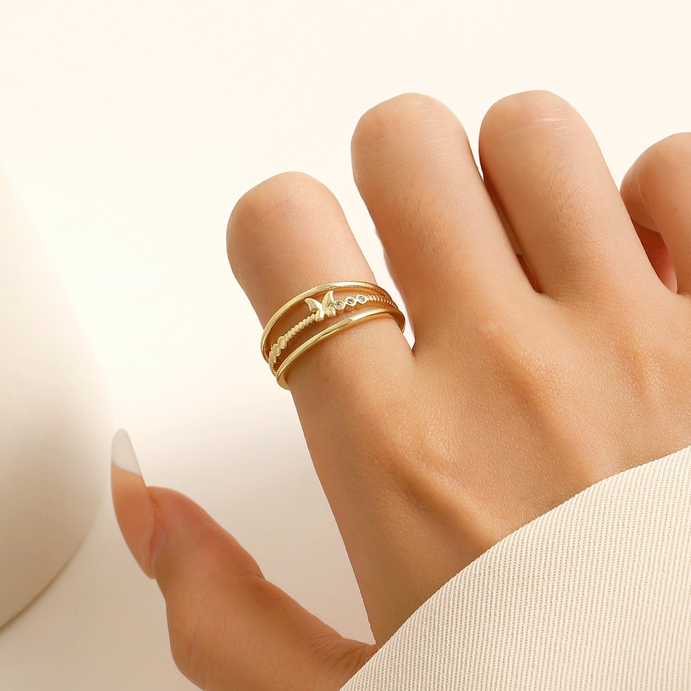 Nhẫn Hở Hình Bướm Nhiều Lớp Bằng Kim Loại Thời Trang Cho Nữ