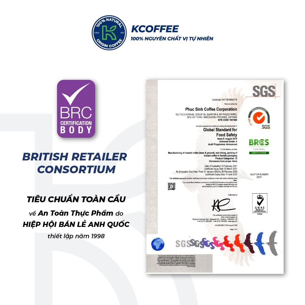 Cà Phê Rang Xay Robusta Arabica K MorningTúi 454g - Cà Phê Rang Xay Nguyên Chất K Coffee