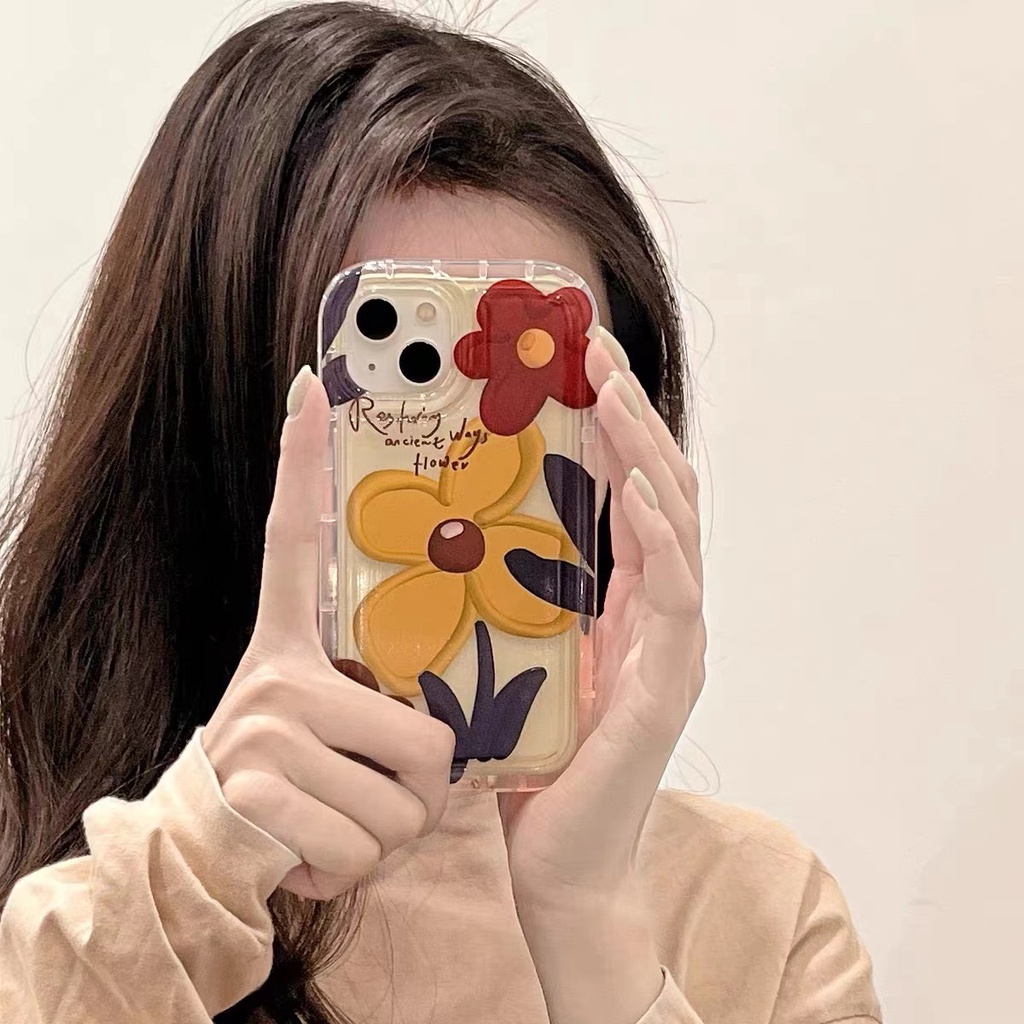 Ốp Điện Thoại TPU Dẻo Trong Suốt Họa Tiết Hoa Hướng Dương Chống Sốc Cho IPhone 14 13 12 11 Pro XS Max X XR 8 7 6 6S Plus