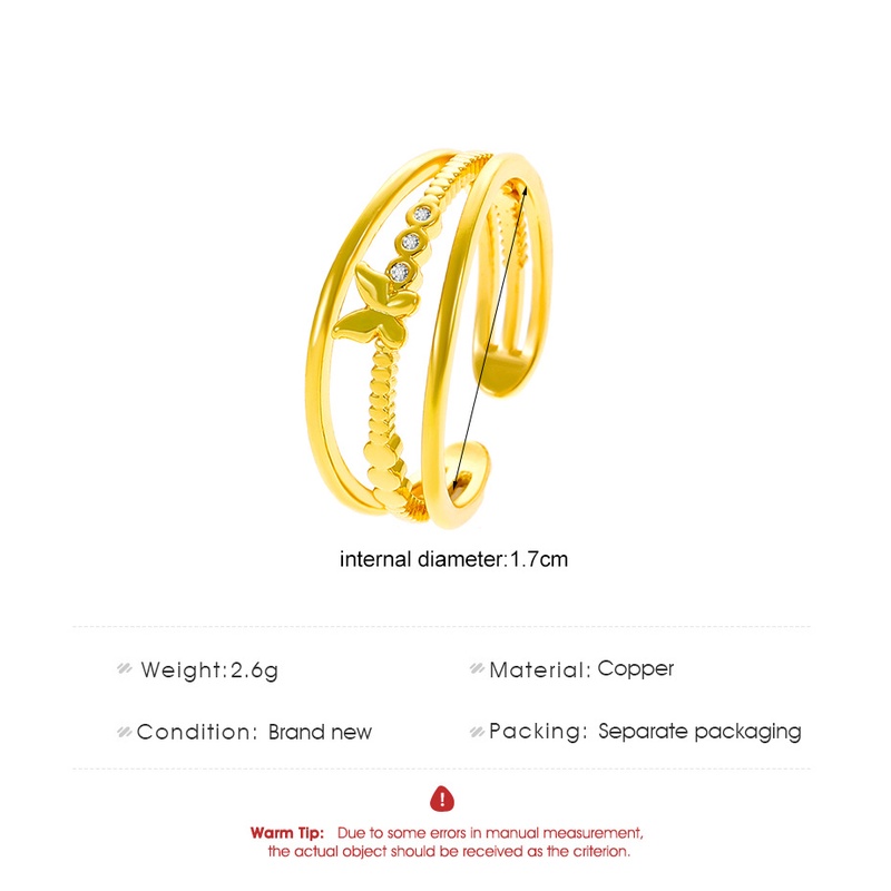 Nhẫn Hở Hình Bướm Nhiều Lớp Bằng Kim Loại Thời Trang Cho Nữ