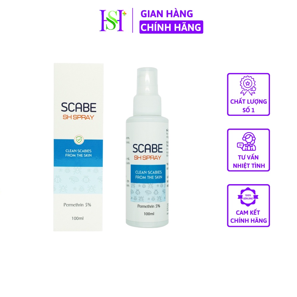 Dung Dịch Xịt Scabe SH - Spray - Xịt Ghẻ, Chấy, Kí Sinh Trùng, Côn Trùng Ngoài Da