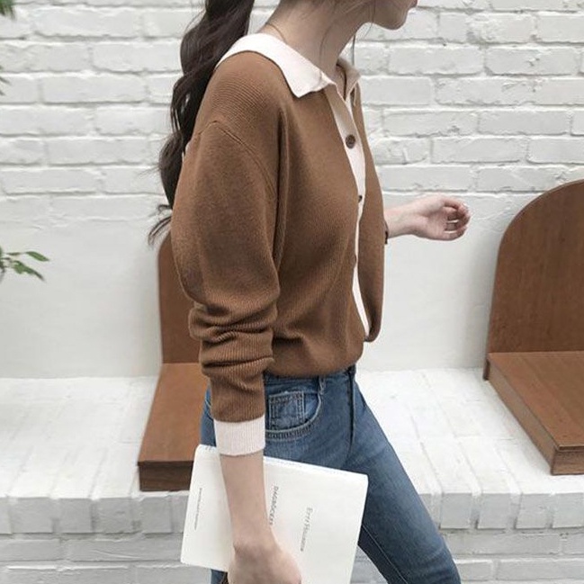Linki ✤ Áo Khoác cardigan Dệt Kim Tay Dài Dáng Rộng Phong Cách Hàn Quốc Thời Trang