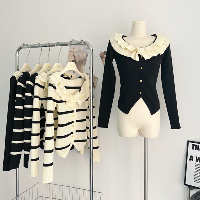Áo len cổ bèo [Hình thật shop chụp ]