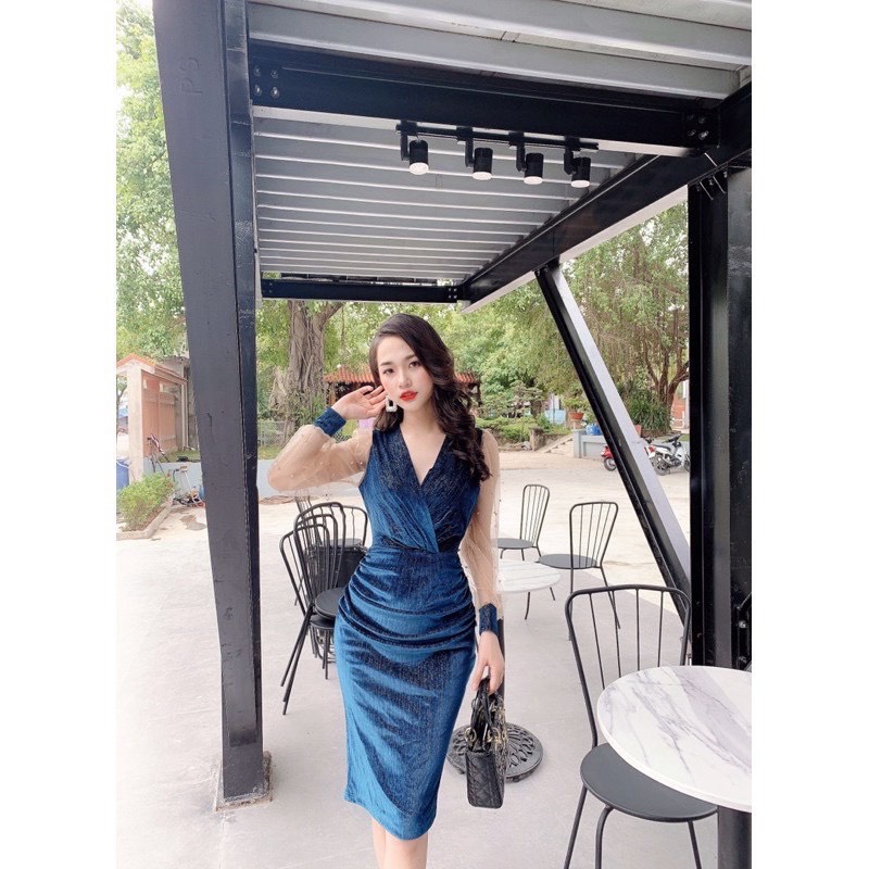 GIÁ RẺ NHƯ CHO | ĐẦM NHUNG TAY DÀI CỰC SEXY MẶC ĐI TIỆC ĐI LÀM ĐỀU ĐƯỢC UP SHOP HHP