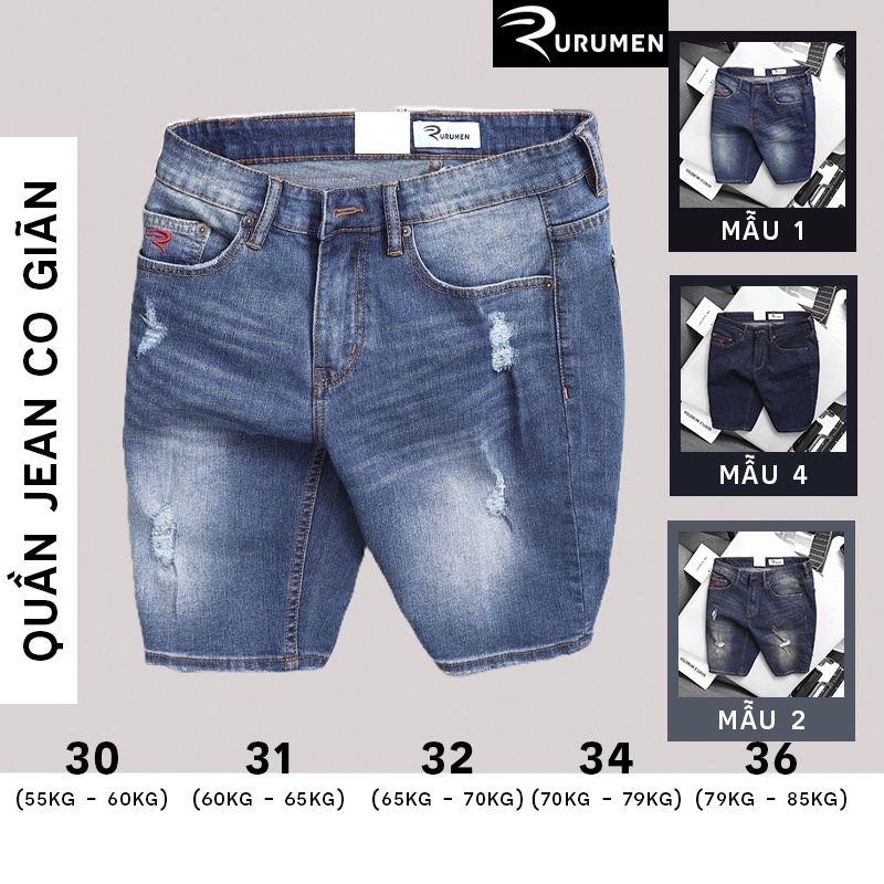 Quần Short Jean Nam RURUMEN Quần Đùi Jeans Sort VNXK