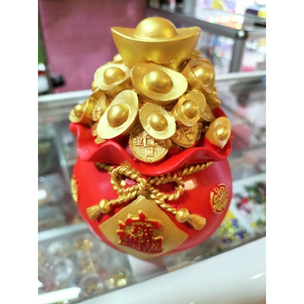Túi tiên túi vàng gốm đúc xi bền đẹp trưng bàn Thần Tài chiêu tài lộc