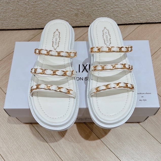 Dép Nữ Đế Bánh Mì Phối Xoắn Xích Thời Trang | Dép Bánh Mì Phối Xích - T03