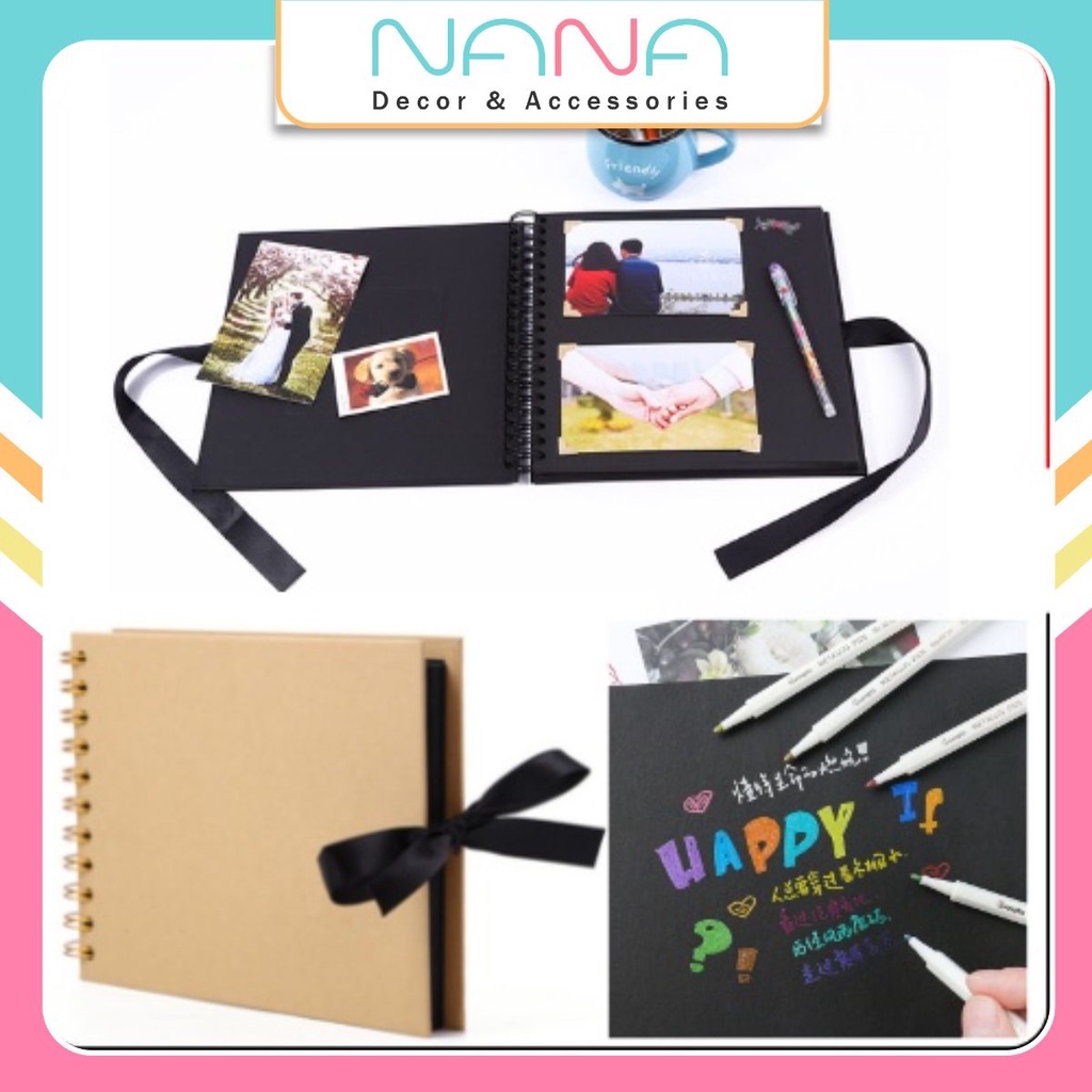 Sổ Còng Blackout Ảnh Thật Sổ Làm Bullet Journal Album Ảnh Handmade (Ruột  Giấy Đentrơn) 60 Trang - Mixasale