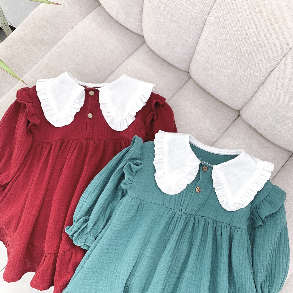 Váy babydoll phối cổ nhọn mùa noel 5005 op kids