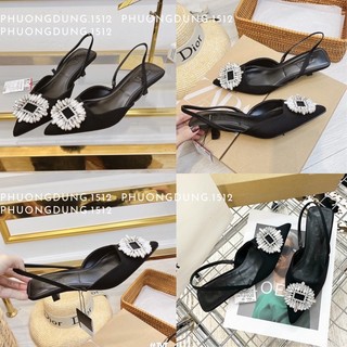 Sandal, Giày Cao Gót lụa đen zara tag đá fullbox chuẩn hình