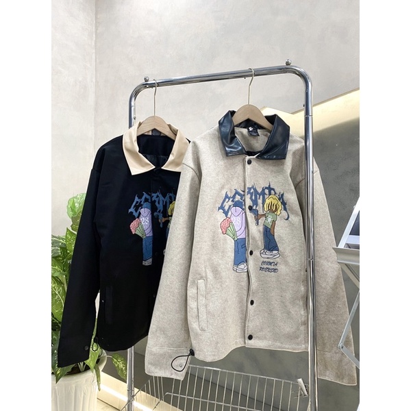 ÁO KHOÁC BOMBER DẠ CỔ DA UNISEX NAM VÀ NỮ